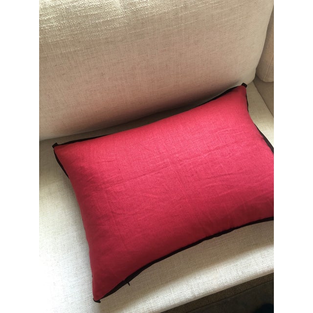 Vintage Red & Black Woven Turkish Decorative Bolster Pillow For Sale - Image 4 of 5