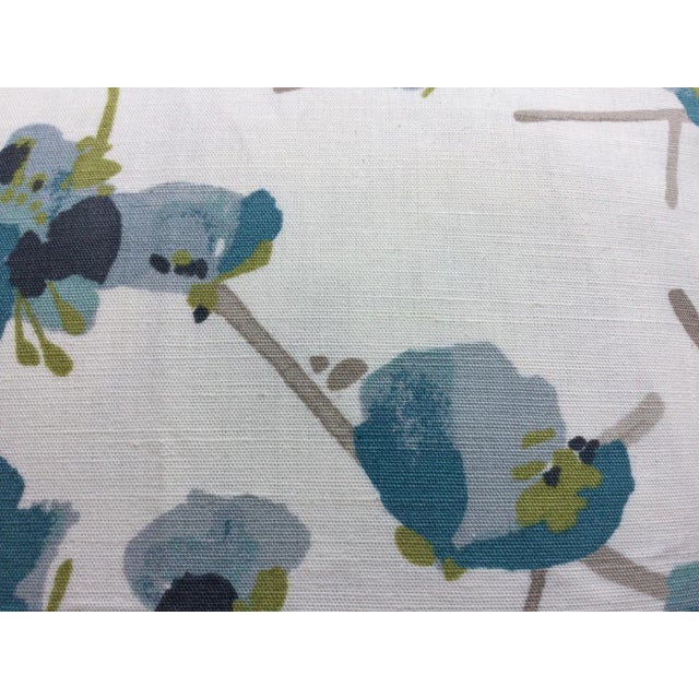 Art Deco Calming Blue Flower Pillow For Sale - Image 3 of 6