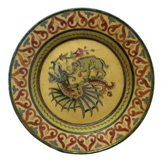 Italian Plate with Dragon and Bear, 1950s For Sale
