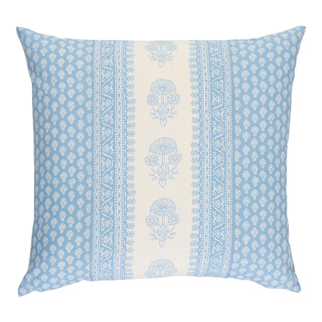 Schumacher x Mark D. Sikes Hyacinth Indoor/Outdoor Pillow 20" in China Blue For Sale