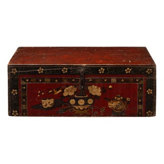 Red and Black Painted Storage Box, 1890s For Sale