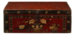 Red and Black Painted Storage Box, 1890s