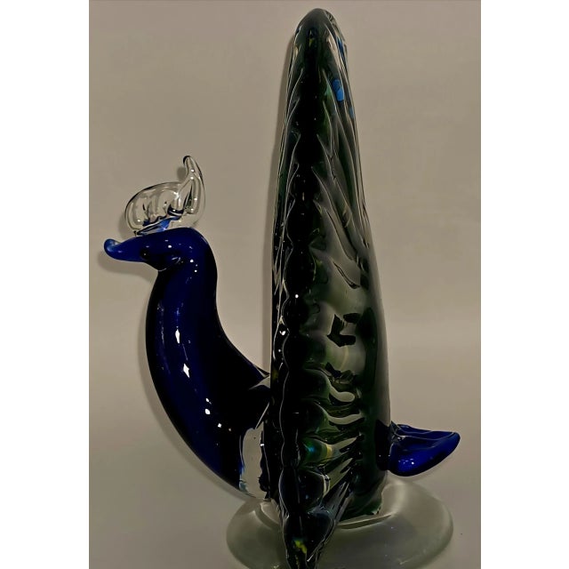 Early 20th Century Early 20th Century Vintage Murano Style Peacock For Sale - Image 5 of 8