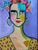 Abstract Painting Portrait of a Woman in Vintage Frame by Alexandra Brown For Sale - Image 4 of 6
