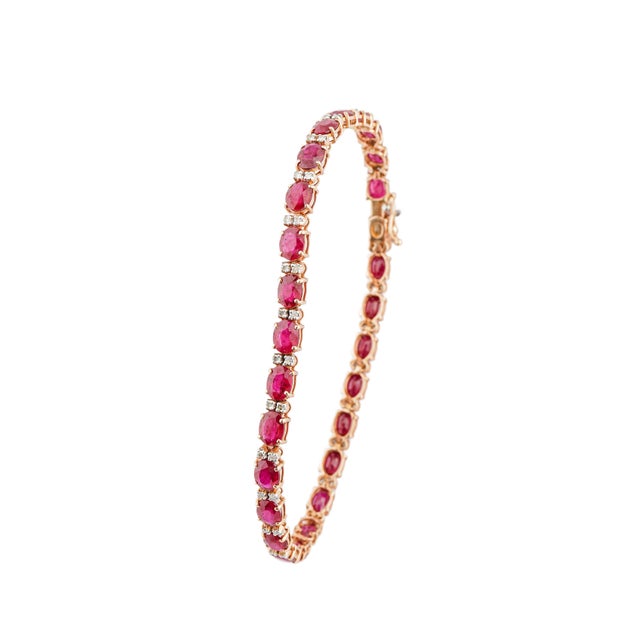 Natural ruby 9.75cts & diamond 0.43cts bracelet in 18k gold For Sale - Image 17 of 18
