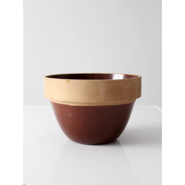 Brown Antique American Stoneware Mixing Bowl For Sale - Image 8 of 11