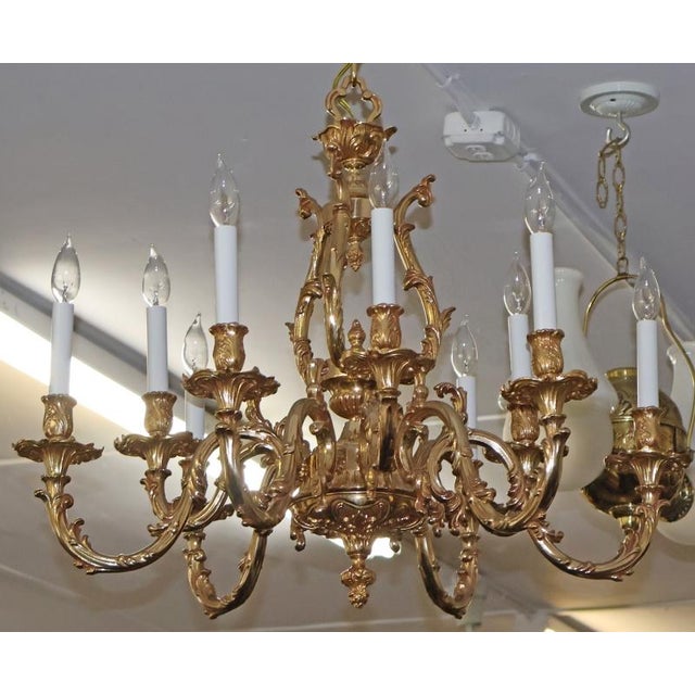 Mid 20th Century Italian Gilt Bronze Baroque / Rococo Style 10 Light Chandelier For Sale - Image 17 of 17