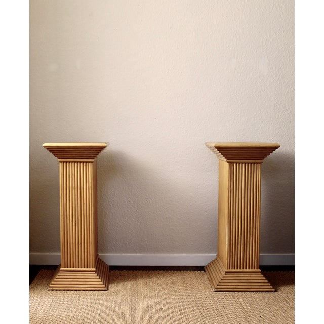 Gabriella Crespi Bamboo and Rattan Column Pedestals by Cristina Celestino, 1960s, Set of 2 For Sale - Image 4 of 18