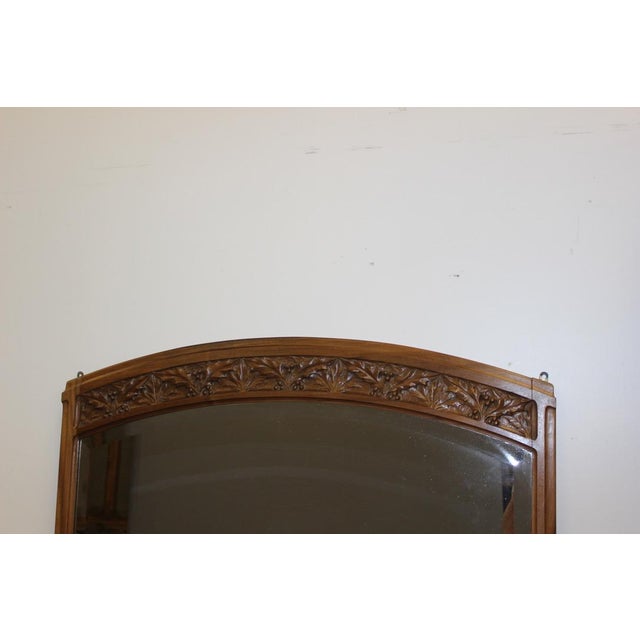 Art Nouveau Mirror in Walnut with Holly Leaf Motif, 1900s For Sale - Image 3 of 14