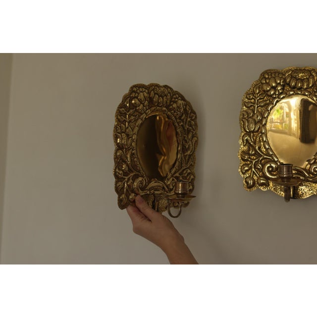 Metal Mid-Century Modern Swedish Brass Sconces, Set of 2 For Sale - Image 7 of 18