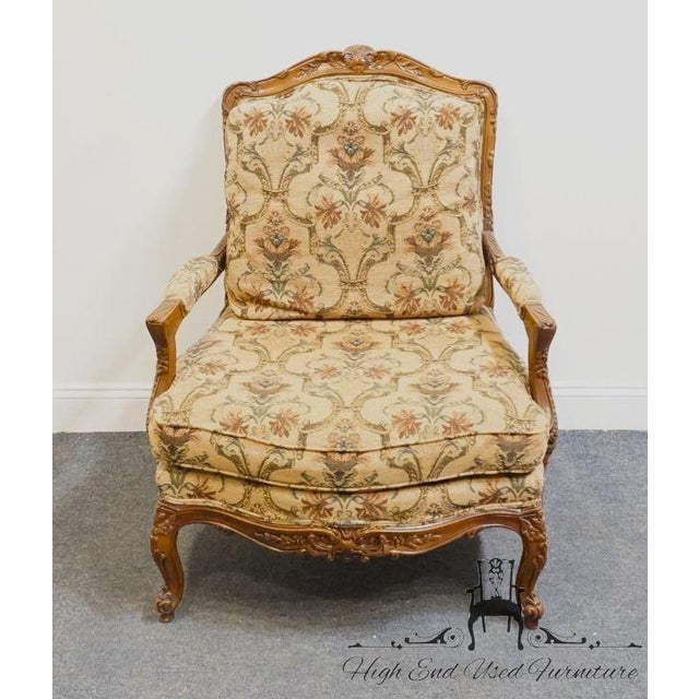 Wood High End Louis XV French Provincial Accent Bergere Arm Chair For Sale - Image 7 of 18
