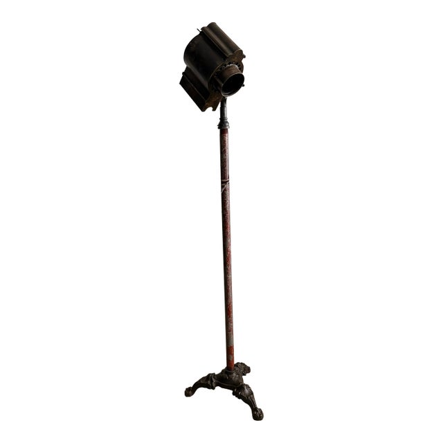 Vintage 1930’s Theatre Spot Light Cast Iron Floor Lamp - Brenkert For Sale