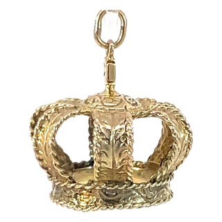 Antique 9k Yellow Gold Crown Charm/Pendant For Sale