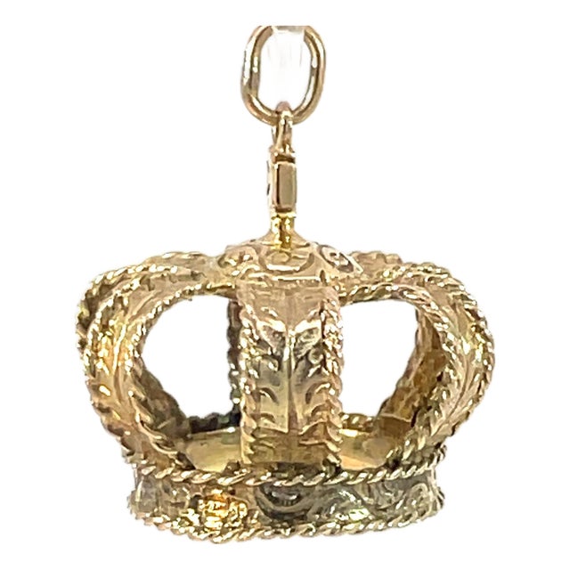 Antique 9k Yellow Gold Crown Charm/Pendant For Sale