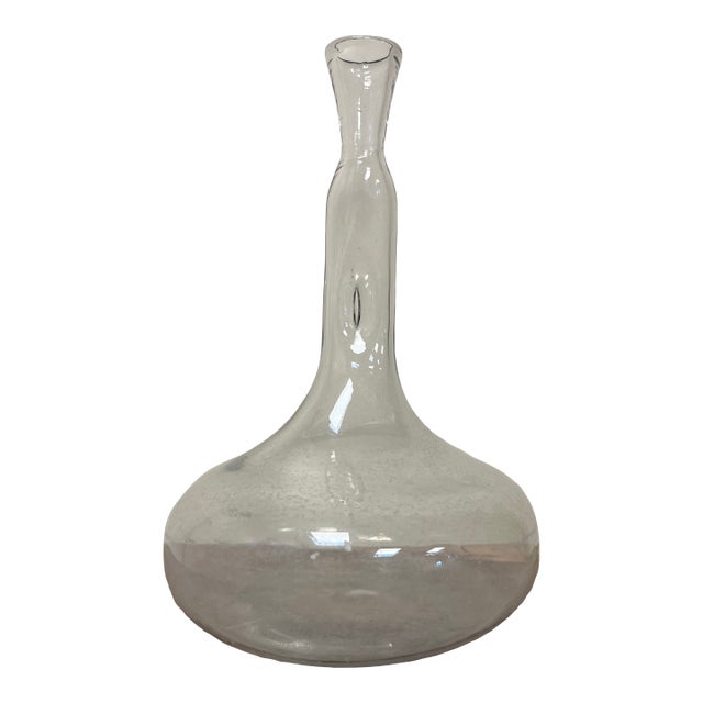 Glass Decanter Handblown Glass Antique Style French Long Pinched Neck For Sale