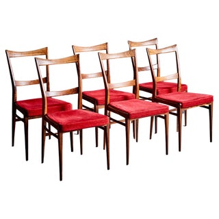 Rosewood Dining Chairs in the style of Ico Parisi, 1960s, Set of 6 For Sale
