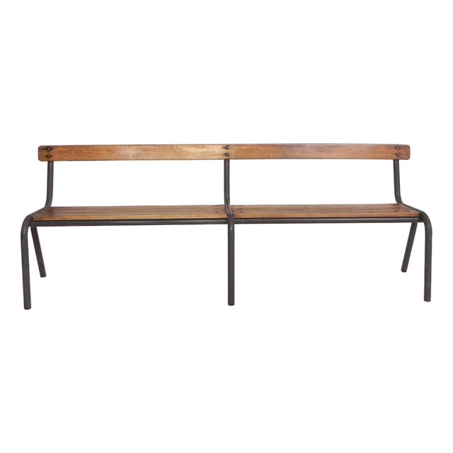 French School Slatted Bench, 1960s For Sale
