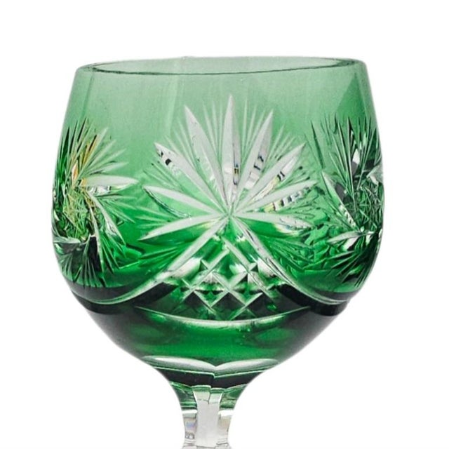 Late 20th Century Ajka Marsala Ruby Overlay Hand-Cut Crystal Hock Wine Goblets, Hungary 8.625" 6pc For Sale - Image 10 of 13