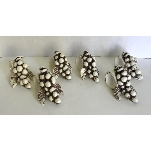 Eggshell Vintage Pottery Grape Napkin Rings - Set of 6 For Sale - Image 8 of 8