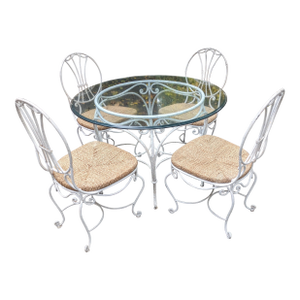 1980s French Iron Table and Chairs - Set of 5