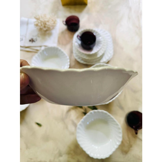 Farmhouse Early 20th Century Johnson Brothers in Snow White Pattern 6.25” Bowls | English Ironstone | Cottage Core | Farmhouse Decor - Set of Five (5) For Sale - Image 3 of 10