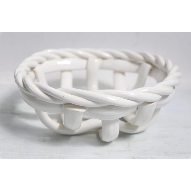 White 1980s Italian Ceramic Basket Serving Bowl in White For Sale - Image 8 of 8