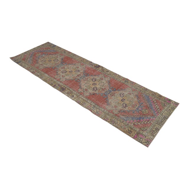 1970's Warm Vintage Turkish Hand-Knotted Hallway Runner Rug 2'9" X 9'2" For Sale