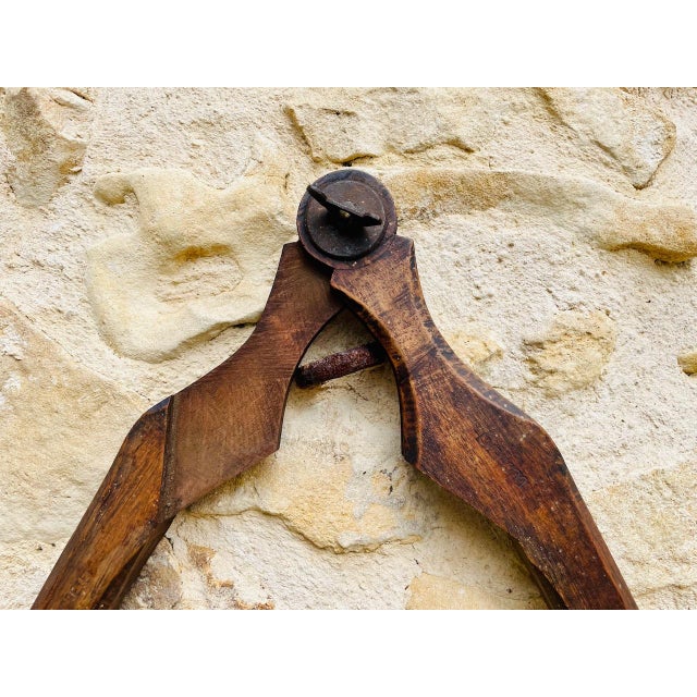 Rustic Antique Walnut Carpenter Compass by E. Ducretet, 1870s For Sale - Image 3 of 18