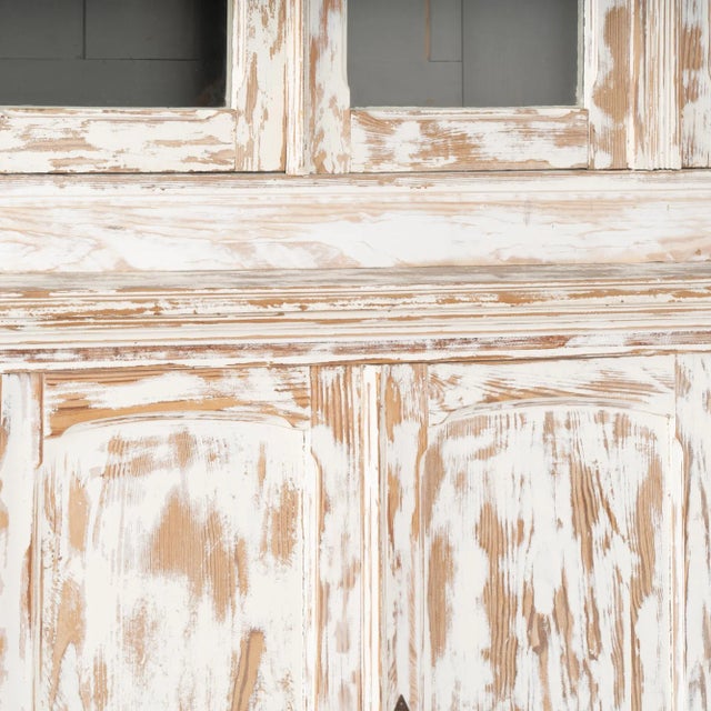 White Vintage French Country Large Bookcase Display Cabinet, Circa 1960 For Sale - Image 8 of 11