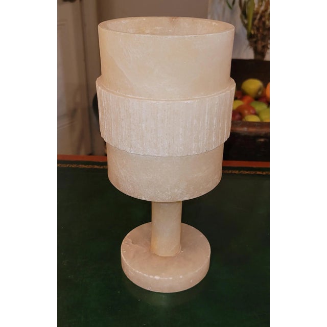 Mid 20th Century French Alabaster Bedside Torchiere Lamp For Sale - Image 4 of 7