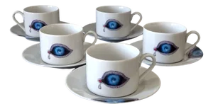 Porcelain Cups and Saucers from Salvador Dali, 2004, Set of 5