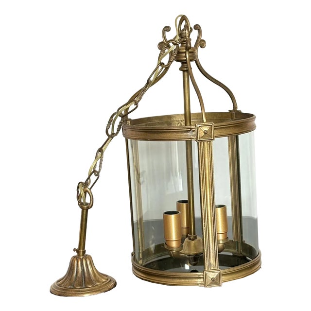 Lantern in Brass and Blown Glass, Italy, 1950s For Sale