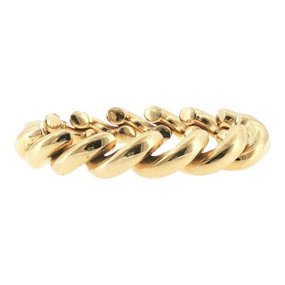 Late 20th-Century 14 Karat Yellow Gold 11.5mm Wide Macaroni Link Bracelet For Sale