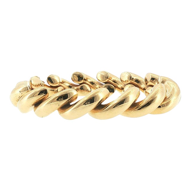 Late 20th-Century 14 Karat Yellow Gold 11.5mm Wide Macaroni Link Bracelet For Sale