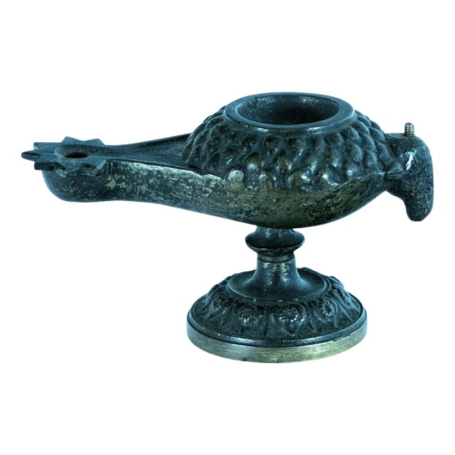 18th Century Greek Copper Alloy Bird-Form Oil Lamp on Pedestal Base For Sale
