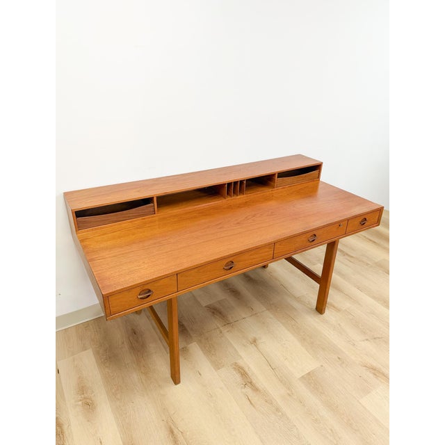 Peter Løvig Nielsen Peter Lovig Nielsen MCM Desk Folding Top Shelving Rare Danish Modern Office Desk For Sale - Image 4 of 16