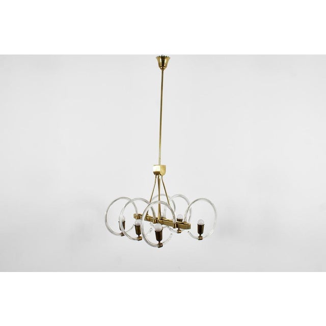 1940s Mid-Century Murano Glass and Brass Chandelier from Barovier & Toso, Italy, 1940s For Sale - Image 5 of 18
