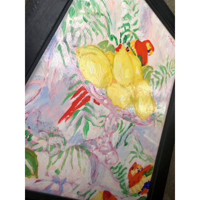 Yellow Compote Lemons and Parrot Still Life Oil Painting For Sale - Image 8 of 13