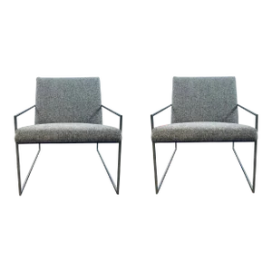 A.r.t. Furniture Modern Gray Lounge Chairs Pair