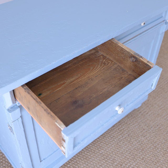 Antique Blue Painted Pine Cupboard - Circa 1880 For Sale - Image 11 of 14