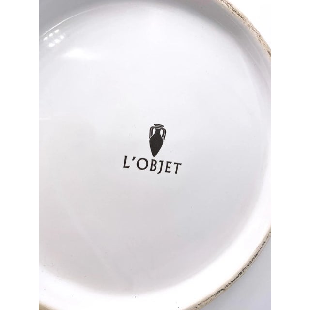 Oversized Contemporary Faux Malachite Charger/ Platter/ Bowl With Gold Accents and Acrylic Stand For Sale - Image 9 of 13