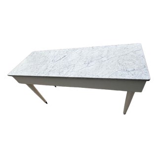 Vintage Italian Dining Table with Grey Marble Top, 1930s For Sale
