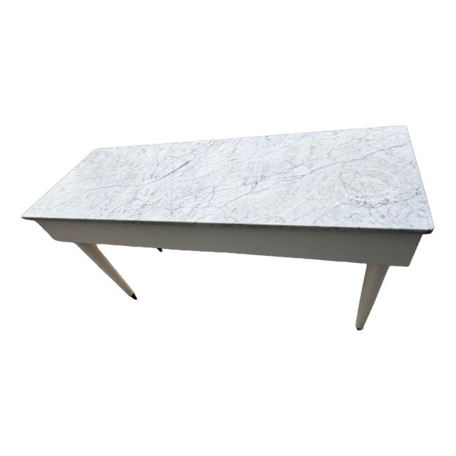 Vintage Italian Dining Table with Grey Marble Top, 1930s For Sale