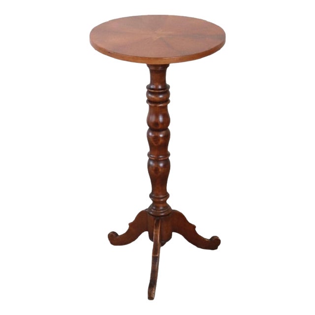 Vintage Pedestal Table in Walnut, 1990s For Sale