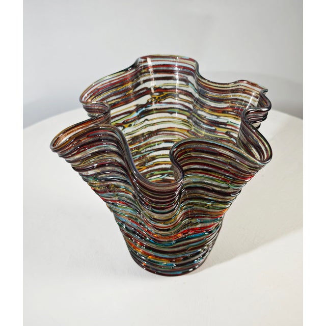 Glass Mid-Century Modern Multicolored Murano Glass Vase by Enrico Cammozzo, Italy, 1980s For Sale - Image 7 of 18