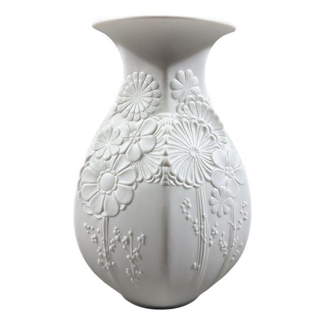 White Bisque Porcelain Vase from AK Kaiser, 1960s For Sale
