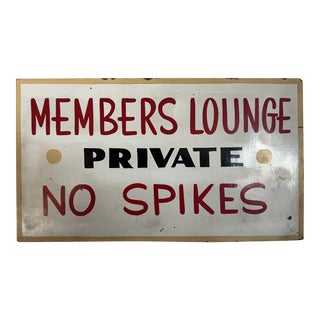 1960s Vintage Country Club Golf Members Lounge Hand Painted Sign For Sale