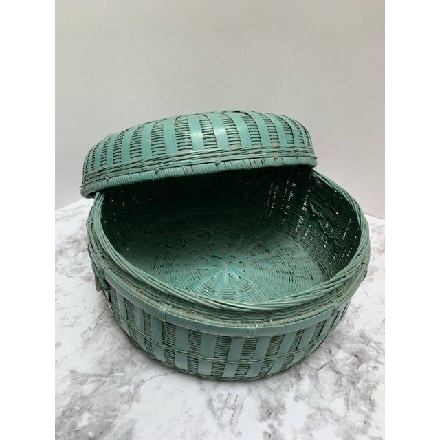 Chinoiserie Vintage Asian Chinoiserie Rustic Earthy Storage Decor Basket For Sale - Image 3 of 7