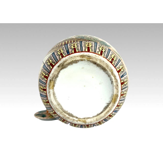 Antique Chinese Peach Orange Pavillion Ginger Jar With Celebration Parade and Red Crowned Cranes For Sale - Image 11 of 12