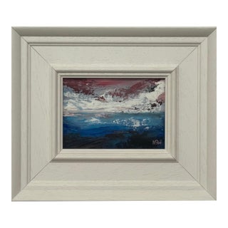 Crimson Horizon - Miniature Abstract Landscape Seascape by Contemporary Artist 2025 For Sale